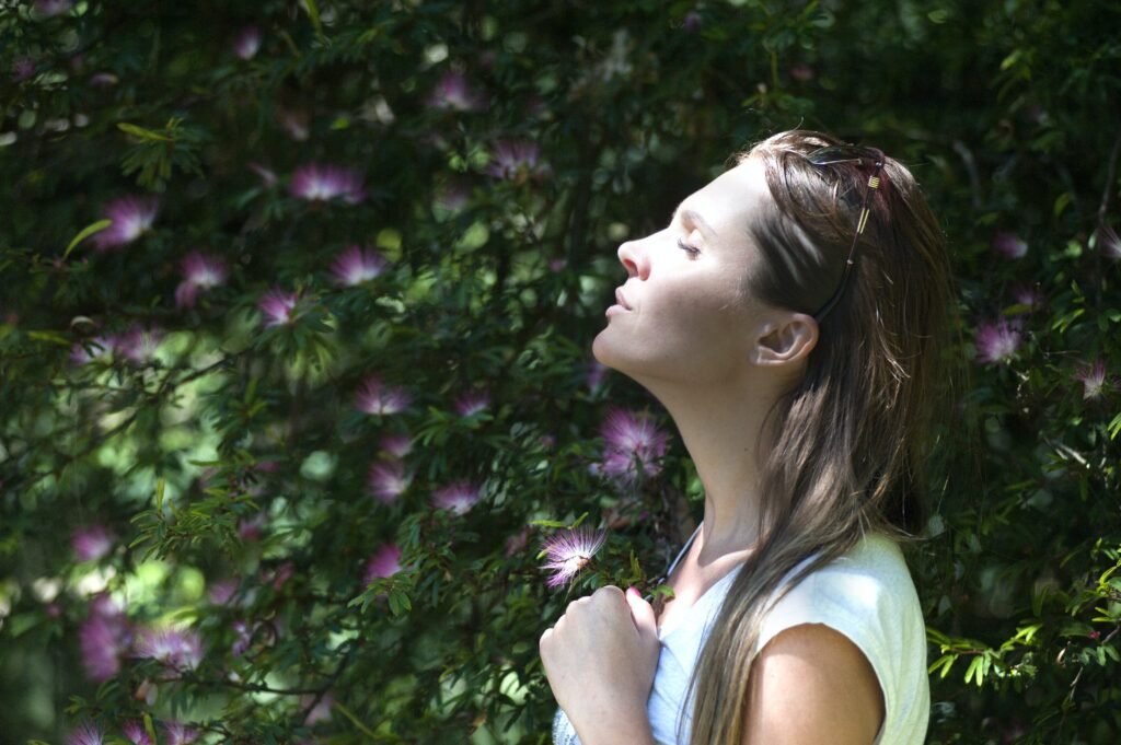 Embracing the garden bloom with joy
